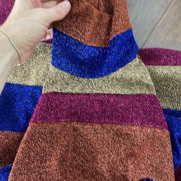 Oseree Highneck Halter Dress in Shimmery Stripe Size S - Picture 9 of 11